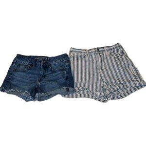 American Eagle Women's Size 2 Blue Stretch Shorts 26x2 TWO PAIR